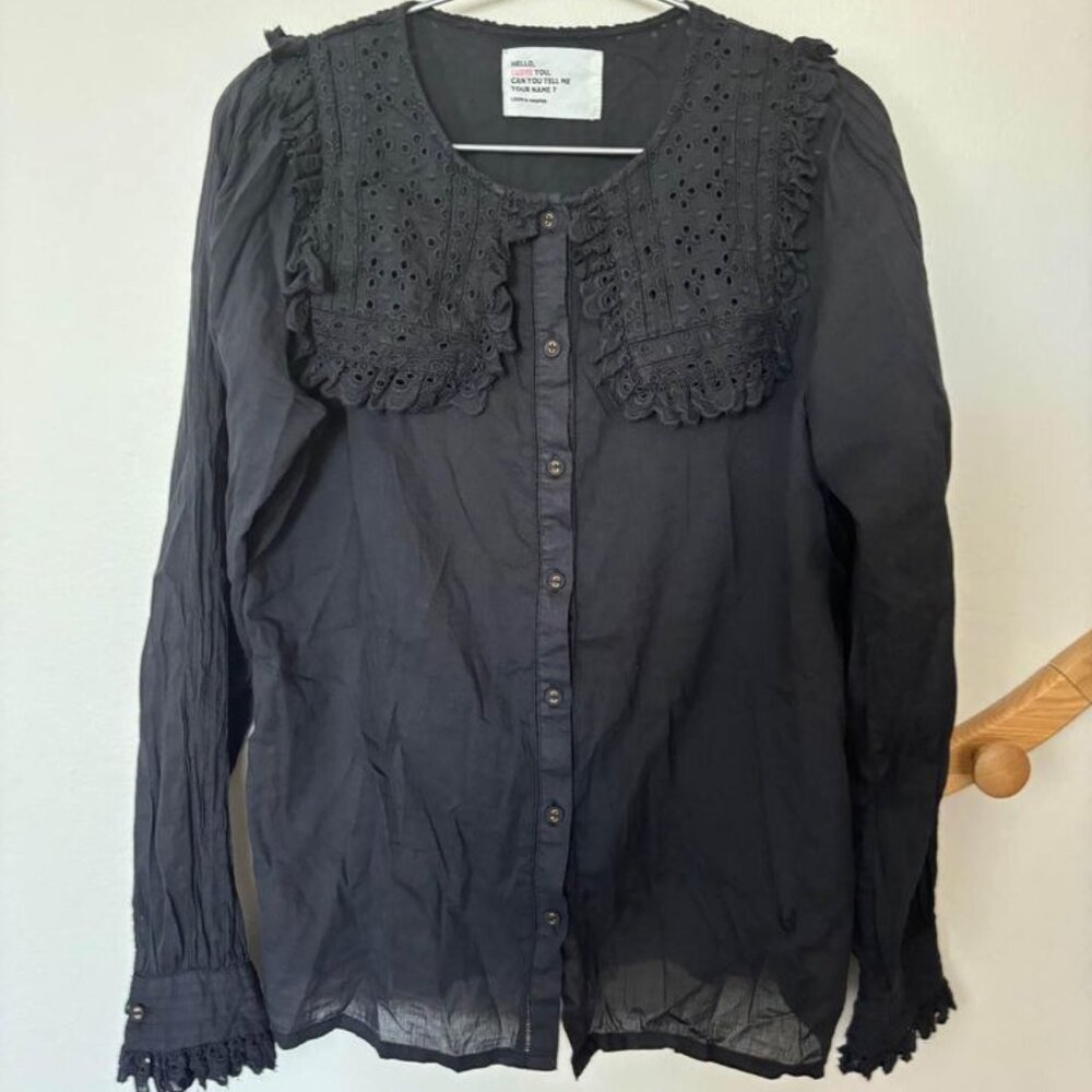Black collar shirt 100% cotton